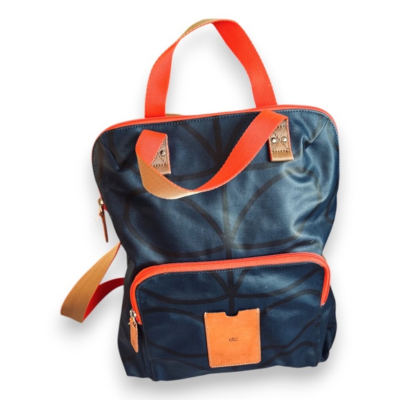 ETC Navy & Orange Laminated Cotton Canvas Backpack - Picture 9 of 10